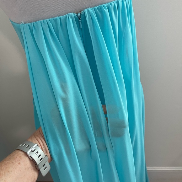 Strapless Formal w/front slit and back draped train- Sz 12 - Picture 3 of 10